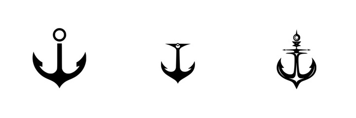 Poster - Unique collection of anchor icons designed for nautical themes and maritime projects, showcasing various styles and shapes