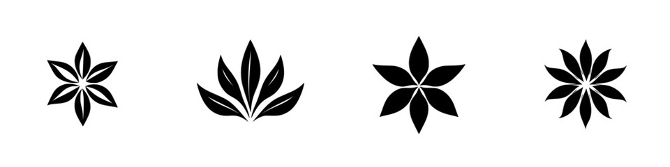 Poster - Elegant icon set featuring stylized floral designs suitable for various applications in graphic design and digital art