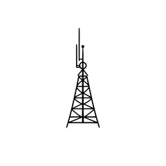 Poster - Icon set featuring a radio transmission tower in a simple and minimalistic style suitable for digital applications