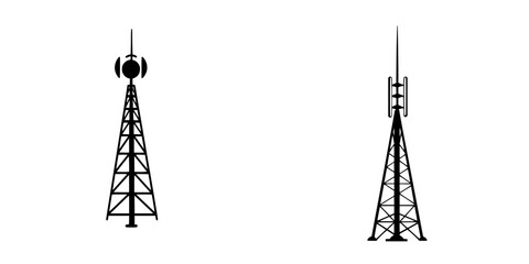 Poster - Icon set featuring various radio tower designs suitable for digital applications and projects