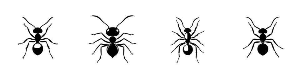 Poster - Icon set featuring various styles of ants suitable for design projects and illustrations