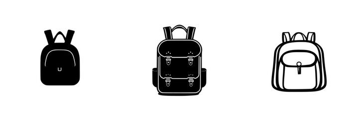 Poster - Icon set of various backpack designs showcasing different styles and features for daily use or travel