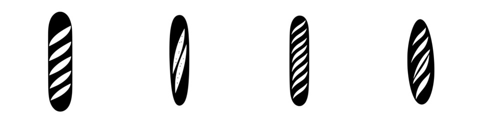 Poster - Icon set featuring various styles of bread in a minimalist design for culinary and bakery applications