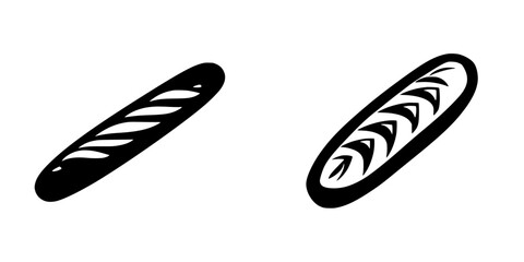 Poster - Black and white icon set featuring two distinct styles of bread rolls showcasing unique designs for creative projects