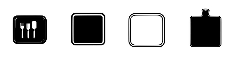 Poster - Collection of kitchen and dining icons including utensils and serving platter designs