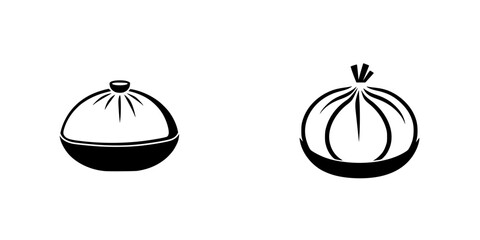 Poster - Stylized icon set depicting two types of onions in a minimalistic design featuring a round shape and distinctive features