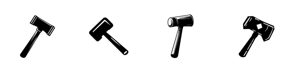 Poster - Unique collection of hammer icons in various styles suitable for design projects and applications