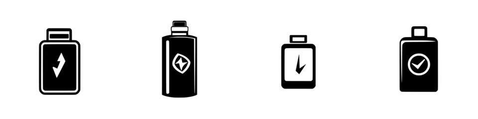 Poster - Simple icon set featuring various battery and power-related symbols for user interface design purposes