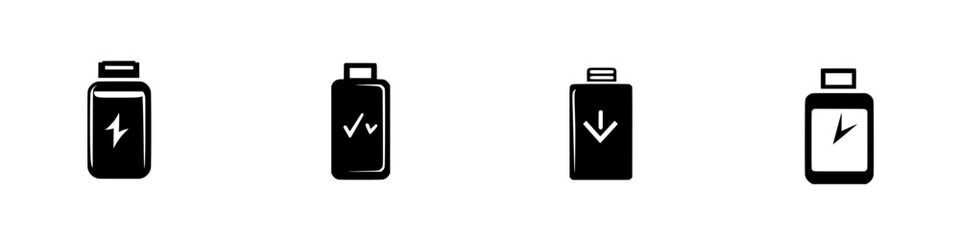 Poster - Icon set featuring various bottle designs and symbols in a minimalist style for modern applications