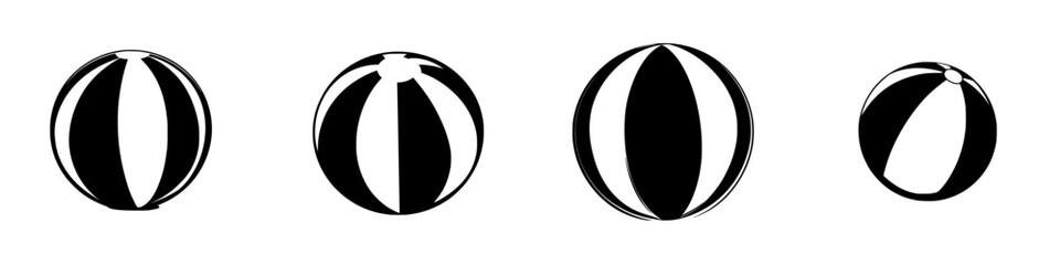 Poster - Icon set featuring striped balls in various orientations for creative design projects