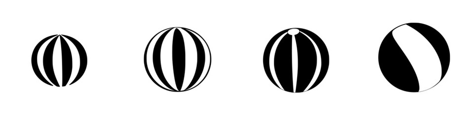 Poster - Simple black and white icon set featuring various spherical shapes designed for graphic use in digital projects