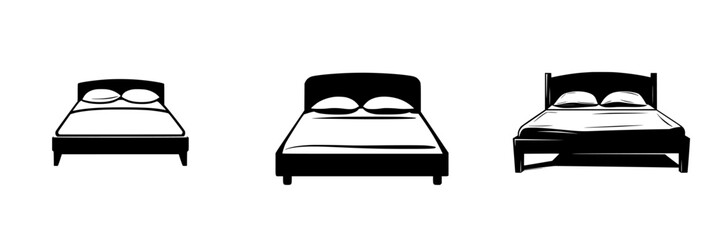Poster - Stylish icon set showcasing different bed designs with distinct styles and sizes for home decor and interior design projects