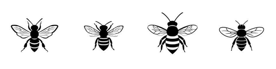 Poster - Icon set featuring different styles of bees designed for digital applications and creative projects