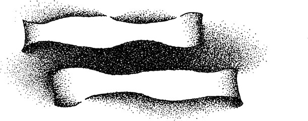 Poster - Hyper detailed stippling ink illustration set with ribbon and banner elements for artistic design