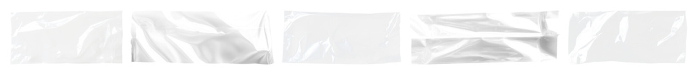 PNG Set of five abstract silver foil textures in various folds element set on transparent background.