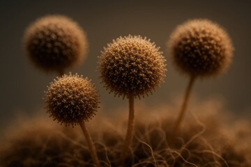 Poster - Dust Spores Dance in Soft Light Revealing Intricate Details and Textures in a Natural Setting