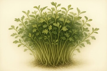 Poster - Lush Green Plant Cluster Thriving in Soft, Ambient Light Showcasing Natural Beauty and Growth