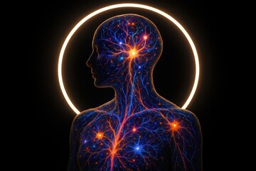 Poster - Exploring Neural Pathways in a Calm Individual Illustrating Neuroplasticity and Positivity