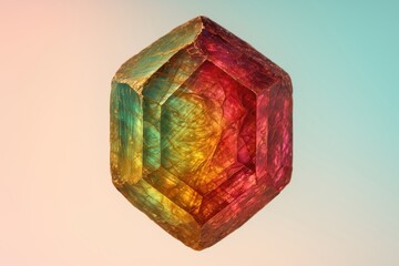 Aufkleber - Polychrome Tourmaline Crystal Showcasing Vibrant Colors in Unique Hexagonal Formation