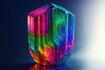 Aufkleber - Polychrome Tourmaline Crystal Showcasing Vibrant Colors and Unique Textures in Natural Light