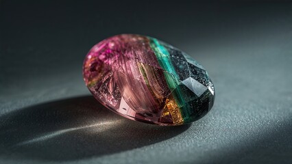 Aufkleber - Discovering the Beauty of Polychrome Tourmaline Gem With Vivid Colors in Natural Light