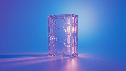 Poster - Shield Barrier With Intricate Design Illuminated in Soft Purple Light on a Gradient Background