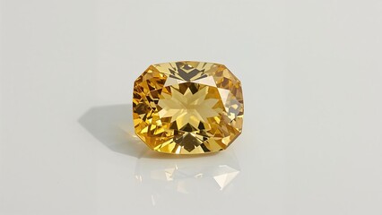 Aufkleber - Beautiful Yellow Sapphire Gem With Brilliant Cut Sparkling Under Soft Light