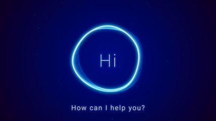 Aufkleber - abstract AI text to speech voice generation app concept, smart personal assistant chat bot talking, futuristic machine learning smartphone technology background, business customer service support
