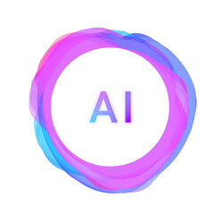 Aufkleber - Futuristic colorful AI assistant app logo screen background, smart personal artificial intelligence computer concept, abstract neural network innovation, machine learning technology transparent