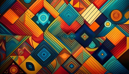 Fototapete - abstract geometric shapes forming a visually stunning and colorful pattern