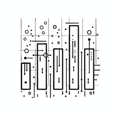Poster - Abstract bar graph with dots and lines on a grid