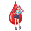 © tippaa - Vibrant Anime Girl Illustration Stylish Pose with Blood Drop Background