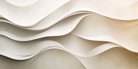 Poster - Abstract beige and white wave paper background texture