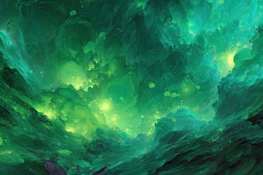 Abstract Emerald Galaxy Landscape