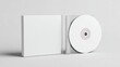 © Face Off Design - A CD/ Compact disk mock up, plain, blank, white sleeve on a gray backdrop