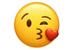© PNG Kingdom  - Cheerful yellow emoji winking, blowing kiss next to bright red heart on transparent backdrop, expressing playful love