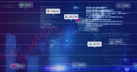 Poster - Data overlay fading in red rising, blue dipping graphs, spawning bubbles showing analytics growth