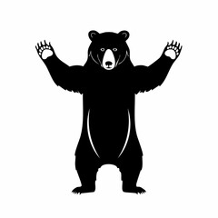 Poster - Black bear standing upright with arms raised in a simple vector style illustration