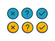 © Ivul - Colorful Check Mark, Cross, and Question Mark Icon Set Yes, No, Maybe Buttons