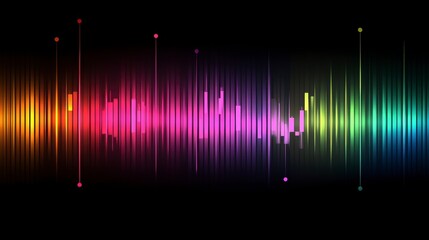 Fototapete - Abstract colorful sound wave visualization on black background.