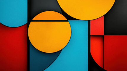 Poster - Abstract geometric composition featuring vivid colors and distinct shapes creating a modern and dynamic visual experience for contemporary design projects