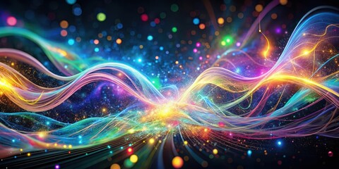 Wall Mural - Abstract Vibrant Energy Flow A Cosmic Dance of Light and Color, Sparkling with Glittering Stardust