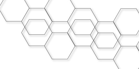 Wall Mural - abstract seamless geometric background with interconnected hexagons outlined in thin gray lines on a