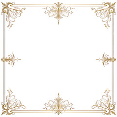 Poster - Ornate Golden Frame With Floral Scrollwork Corners On Transparent Background