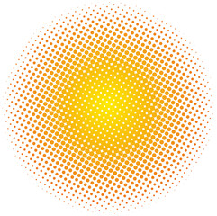 Poster - Abstract halftone sun isolated on transparent background. Orange halftone dots backgrounds.