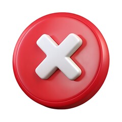Poster - Red circle with white x icon isolated on white background