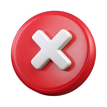 Red circle with white x icon isolated on white background