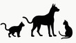 © Liubov - Three pet silhouettes including a cat and dog in black