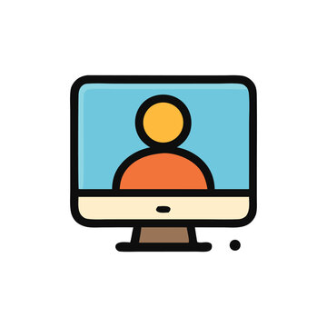 Simple graphic of a computer monitor displaying a user profile.