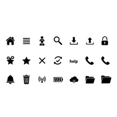Poster - Collection of vector icons for web design ui ux mobile app development home menu user search download upload lock
